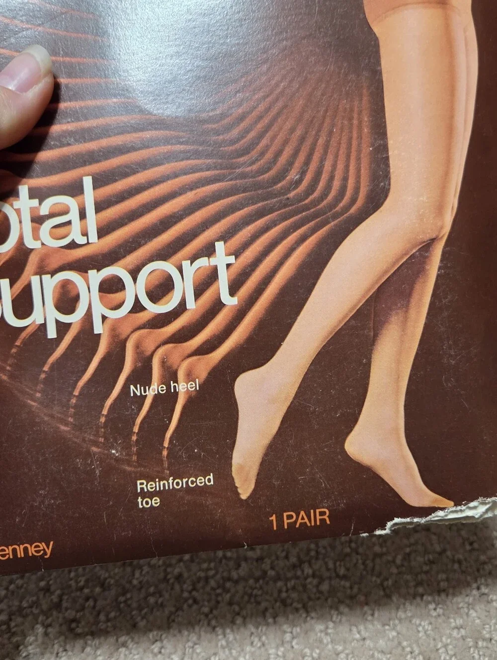 Vintage Jcpenney Pantihose Taupe Short Reinforced‎ Toe Support Contour Active